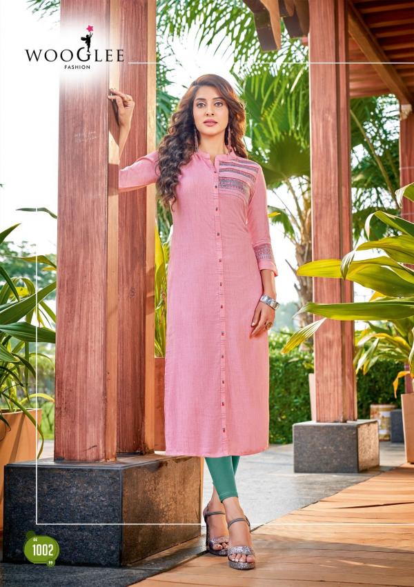 Wooglee Sparkle Fancy Long Rayon Designer Kurti Collection